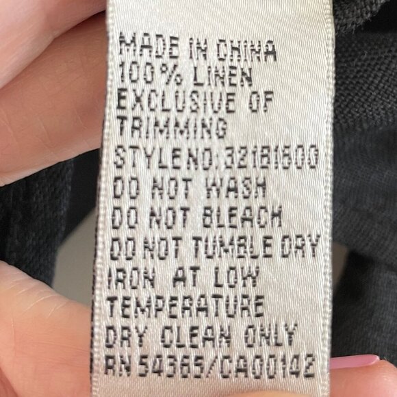 Nygard Collection 3/4 Slv Button Down 100% Linen Blouse w Embroidery Black Sz 8 - Picture 10 of 11